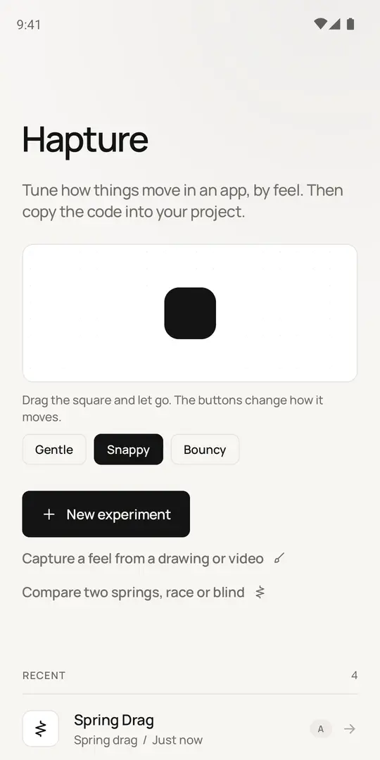 Hapture home screen layout